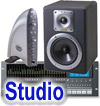 Studio monitors, mixers and interface